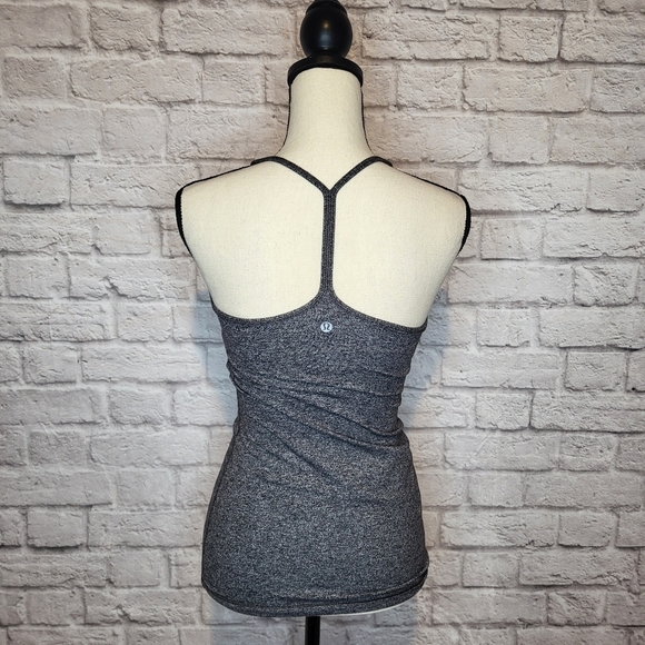 Lululemon Power Y tank Heathered Black gray racerback thin straps tank top sz 4 - Picture 7 of 11
